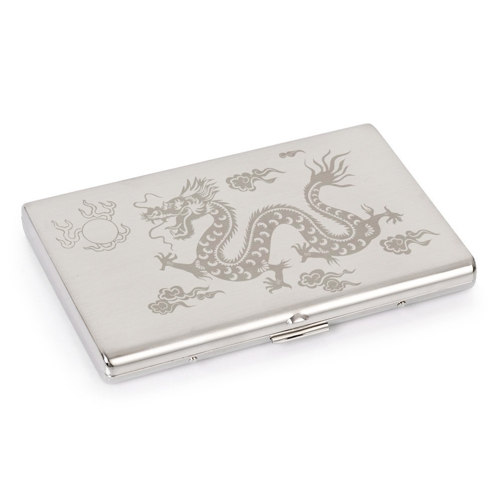 Amazon.com: Carved Chinese Dragon Stainless Steel Metal Cigarette Case  Holder Box for King Size or 100's Cigarettes : Health & Household