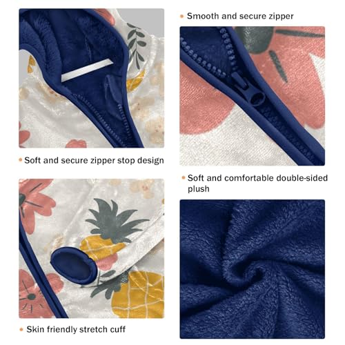 Fruit and Hibiscus Flowers Girls Fleece Jacket Girls Fall Jacket Girls Zip Up Hoodie Girls Sherpa Jacket 2-10T3