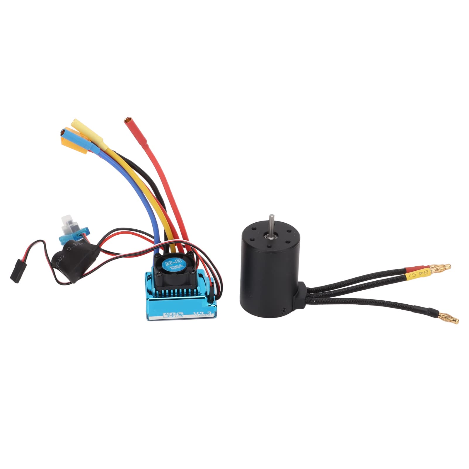 Cuifati Zestaw Silnika Bezszczotkowego 3100KV i Regulatora 120A, | Zestaw do modernizacji samochodu RC z wtyczką XT60, do samochodu RC 1/10 1/8, 2-4S Lipo