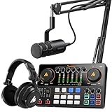 MAONO Podcast Equipment Bundle: Audio Interface, XLR Dynamic Mic and Headphones with Dual XLR Input, Quick to Mute, Noise Reduction, 8 Customize soundpads for Podcast Recording, Streaming, YouTube
