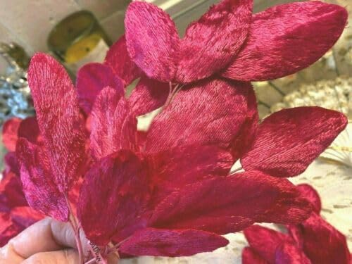 Cherry Red Vintage Millinery 1940s Velvet Leaves 1 Spray Made in Japan Cherry Red Fabric