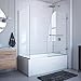DreamLine Aqua Uno 56-60 in. W x 30 in. D x 58 in. H Frameless Hinged Tub Door with Return Panel in Brushed Nickel, SHDR-3534586-RT-04
