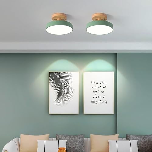 Vista 59 de Lámpara LED de techo, 34 pulgadas, 7 luces, moderna lámpara de techo empotrada de madera de 56 W, lámpara regulable para sala de estar, dormitorio