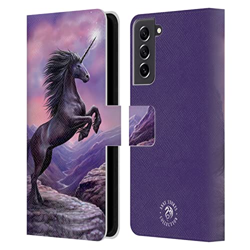 Carcasa de cuero tipo libro Samsung Galaxy S21 FE 5G Anne Stokes Unicornio Negro