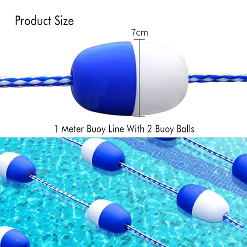 Cuerda con Boyas para Piscina 1m con 2 Boyas Azul y Blanco miniatura 2
