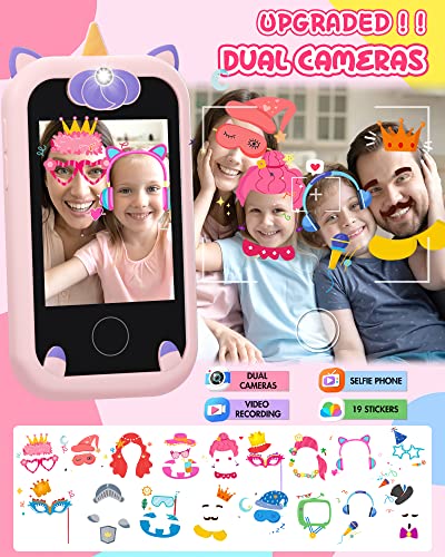 Kids Smart Phone For Girls Unicorns Gifts For Girls Toys 8-10 Years Old Phone Touchscreen Learning Toy Christmas Birthday Gifts For 3 4 5 6 7 8 9 Year Old Girls With 8G Sd Card #TOP3