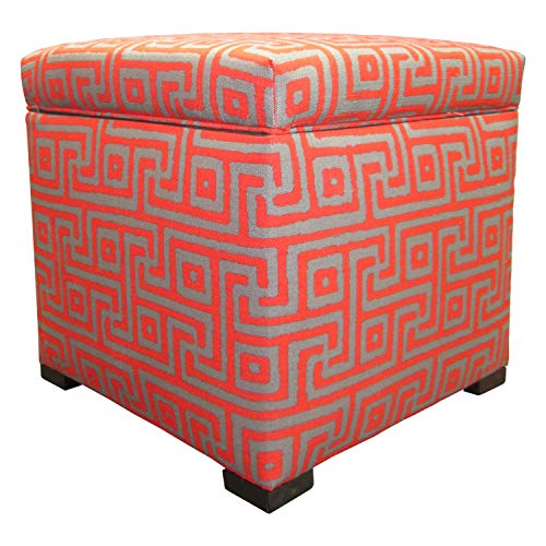Sole Designs Geometric Series Tami Collection Atomic Red Finish Upholstered Bedroom Lift Top Storage Ottoman, Green #TOP22