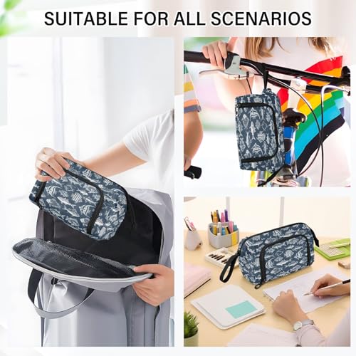 Image of Fish Vintage Pencil Case Pouch Big Capacity Pencil Bag Box Organizer Pen Case with Zipper Pencil Cases for Girls Boys Women School College Office