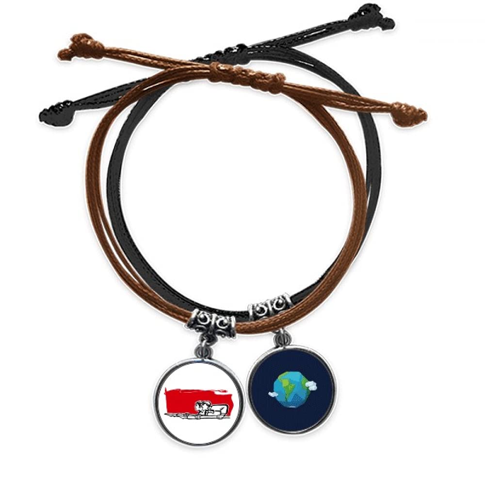 Pulsera de cuerda roja y cuero ajustable que no daña la muñeca 3