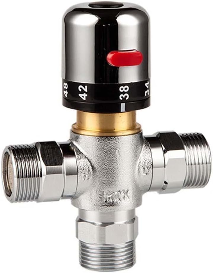 Adjustable Brass Thermostatic Mixing Valve for Safe Shower Temperature Control, DN15 DN20 DN25 Hot Water Blending Tap with Chrome Finish for Stable Flow in Home Plumbing Systems(DN20)