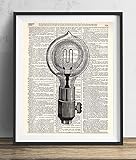 Vintage Light Bulb (#2) Upcycled Dictionary Art Print 8x10
