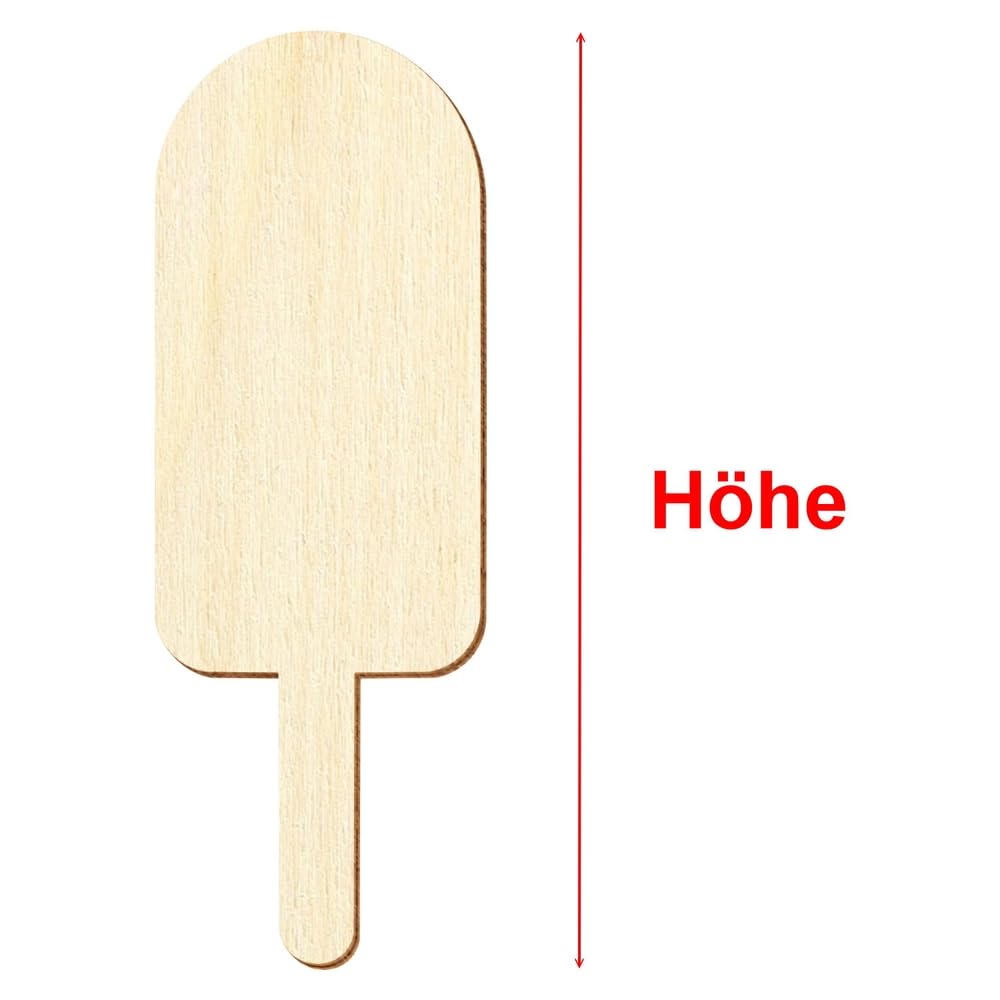Palos de helado de madera V1, decoración para manualidades, 3-50 cm, paquete con 100 unidades, altura: 15 cm