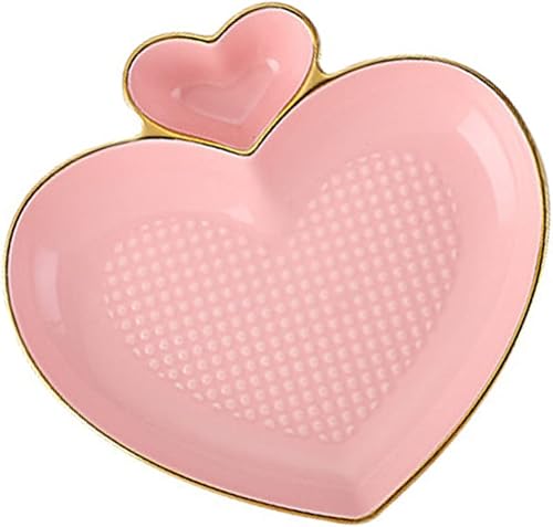 Hemoton Plato de bola de masa de cerámica con plato de vinagre, platos de bolas de masa en forma de corazón, bandeja de sushi sashimi, plato de