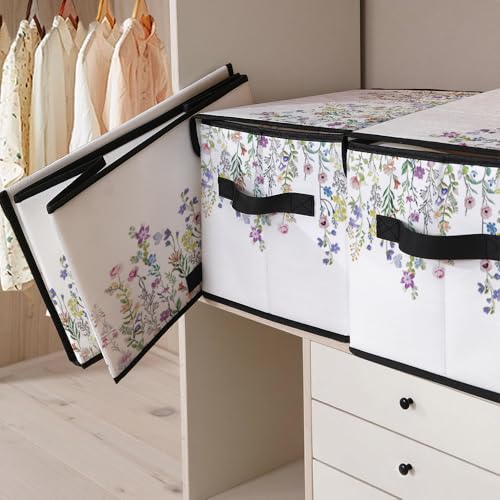 Image of Stackable Clothes Storage Bins with Lids 3 Pack | Closet Organizers Fabric Box for Home and Office,Blanket Clothes Organizers,Under Bed Storage Containers