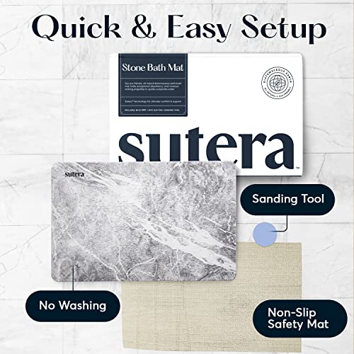 SUTERA - Stone Bath Mat, Diatomaceous Earth Shower Mat, Non-Slip Super Absorbent Quick Drying Bathroom Floor Mat, Natural, Easy to Clean (23.5 x 15 Granite) - Thumbnail 5