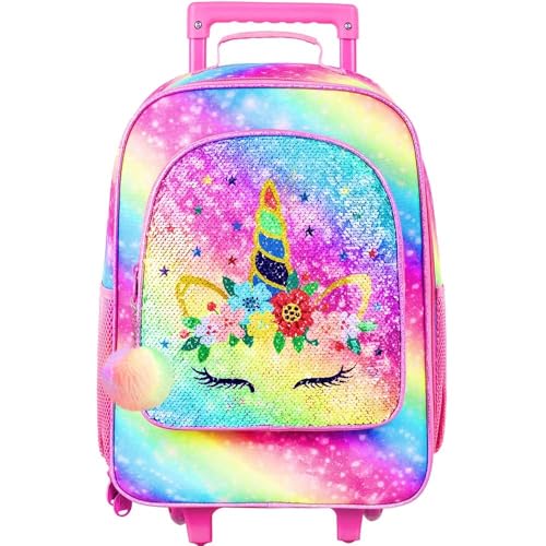 Image of CCJPX Kids Suitcase for Girls, Unicorn Rolling Travel Carry on Luggage for Toddler Children with Wheels(Pink)