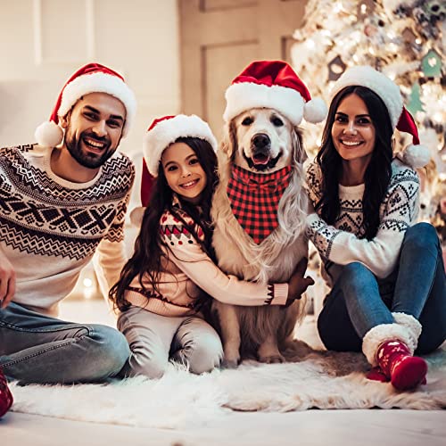 Whaline 6Pcs Christmas Pet Costume Accessories Kit White Red Black Buffalo Check Plaids Dog Bandana Christmas Hat Adjustable Bow Tie Collar Pet Triangle Bib Kerchief Dog Scarf For Cat Puppy Dog, L #TOP4
