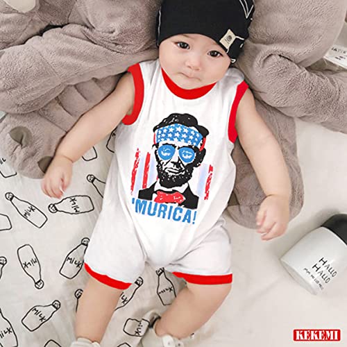Kekemi Newborn Baby Boy 4Th Of July Romper One Piece Us Flag Independence Day Infant Boy Jumpsuit Summer Outfits (Red, 18-24 Months) #TOP1