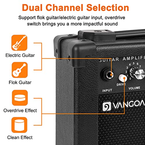 Vangoa Amplificateur pour Guitare Electrique 10W Portable Ampli Guitare Haut-parleur intégré de 5,5 pouces Conférencier… - Les Beatles, Paul McCartney, John Lennon, RIngo Starr, George Harrison Vangoa Amplificateur pour Guitare Electrique 10W Portable Ampli Guitare Haut-parleur intégré de 5,5 pouces Conférencier… – Image 4