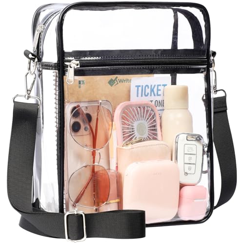 Image of PACKISM Clear Bag for Stadium Events - Clear Purses for Women Transparent Crossbody Messenger Bag for Concerts Game Day