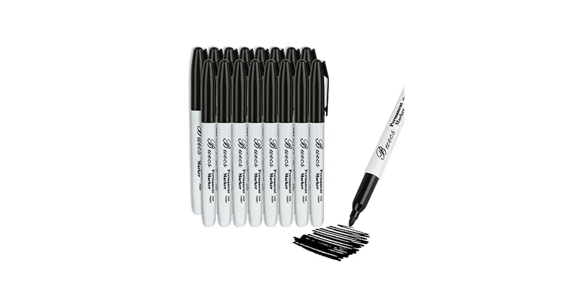 B＋COM SB6X？ Super Sharpie Permanent Markers, Black, Pack Of 6 Markers