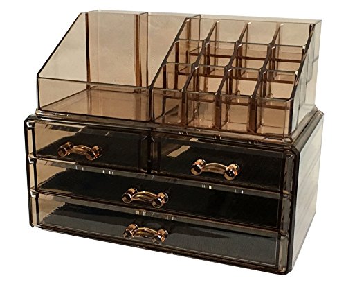 Sodynee Makeup Cosmetic Organizer Cosmetics Organizers Storage Drawers, Two Pieces Set