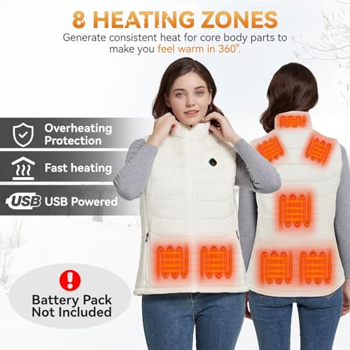Image of KOVNLO Heated Vest Women, Electric Warming Heated Jackets, (Battery Pack Not Included) Smart Controller With Lights-out