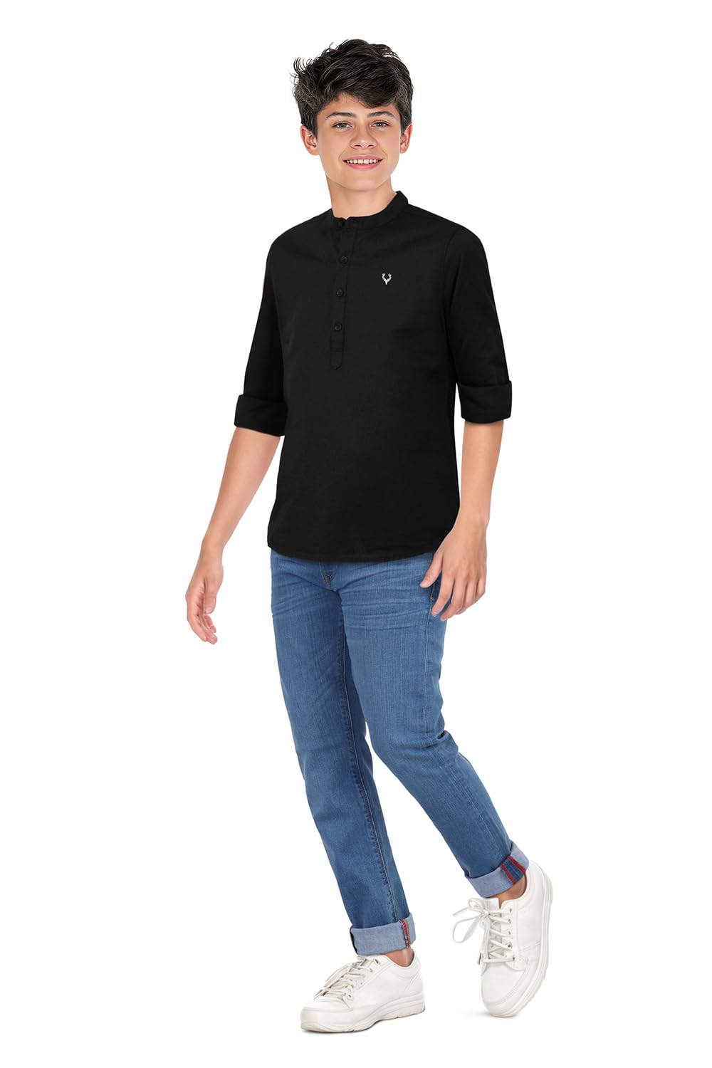 Allen Solly Boy's Solid Regular Fit Shirt (ABSFCKRBH56829_Black - Image 5 thumbnail