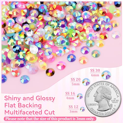 Image of Resin Rhinestones for Glamorous Kit, 34000pcs Mixed Color 3mm Dazzling Crystal 3pcs 10ml B7000 Jewelry Glue, Flatback Stones DIY Crafts Clothing Nail Art Makeup