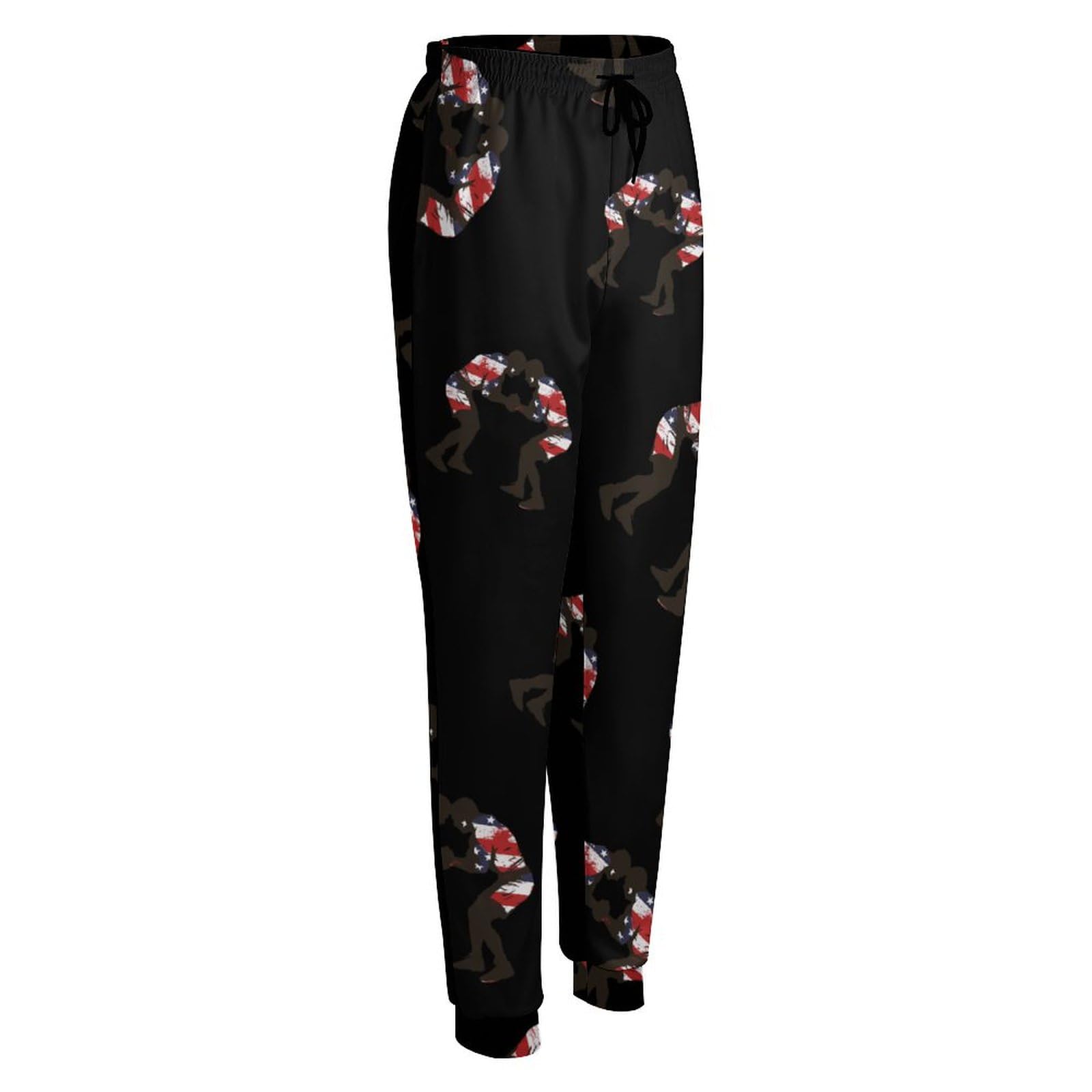 Pantaloni da Jogging con Coulisse da Donna, Pantaloni da Yoga con Tasche, Bandiera Americana, Wrestling