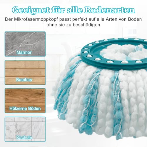 Frogetu 4 Stück Ersatzkopf Kompatibel mit Leifheit Clean Twist Disc Mop,2-Faser-System Bodenwischer Ersatzbezug,Wischmopp Bodenwischer Ersatzteile Sehr Saugfähiger