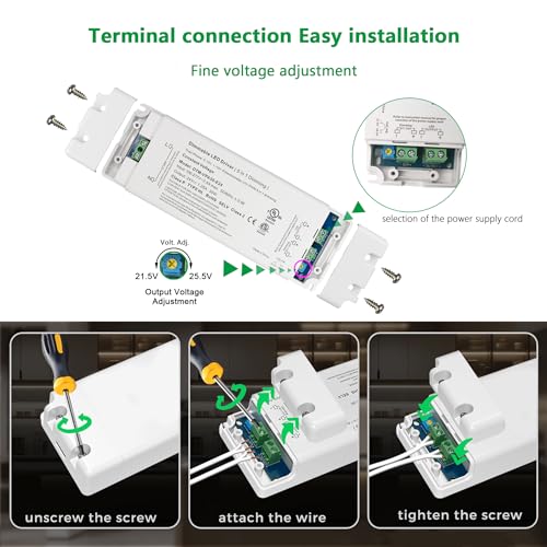 Image of 30W 24V Dimmable LED Driver, 5-in-1 Dimming Power Supply, Class 2 AC 100-277V Transformer for LED Strip Lights, Flicker-Free, Compatible with Lutron & Leviton, Constant Voltage, UL Listed