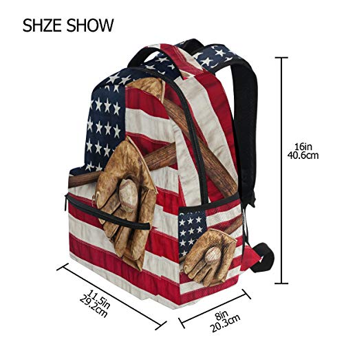 Baseball American Flag Pattern Travel Backpack For Women Men 16 Inch Durable Lightweight Book Bag Hiking Camping Daypack (Baseball American Flag) #TOP6