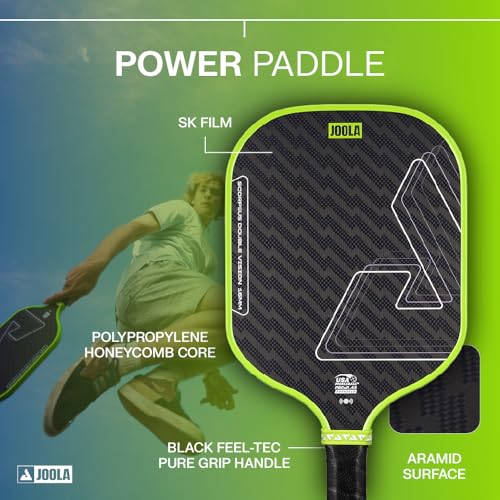 Image of JOOLA Double Vision 16mm Pickleball Paddle - Signature and Standard Shape - Aramid Surface for Softer Responsive Touch - SK Film for Reduce Vibration - USAP Approved - NFC Chip Enabled