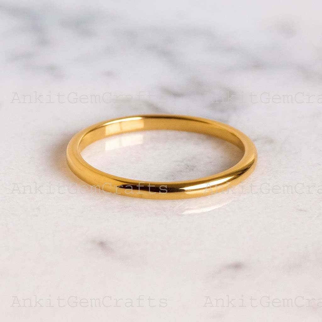 Thick Gold Band Ring 14K Gold Filled Half-Round Stacking Ring Simple Chunky Minimalist Jewelry Promise or Birthday Gift for Best Friend Unisex Statement Ring