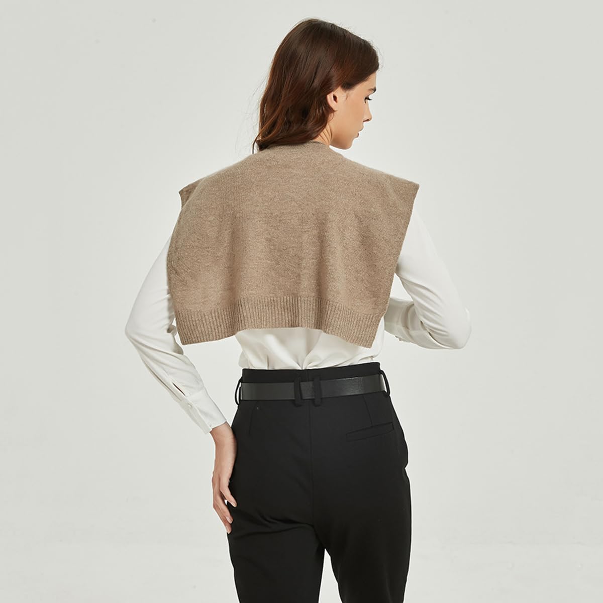 Châle Triangle Femme En Cachemire Doux - Poncho Cape Tricoté Élégant Pour Automne/Hiver, Taille Unique ~90x30cm