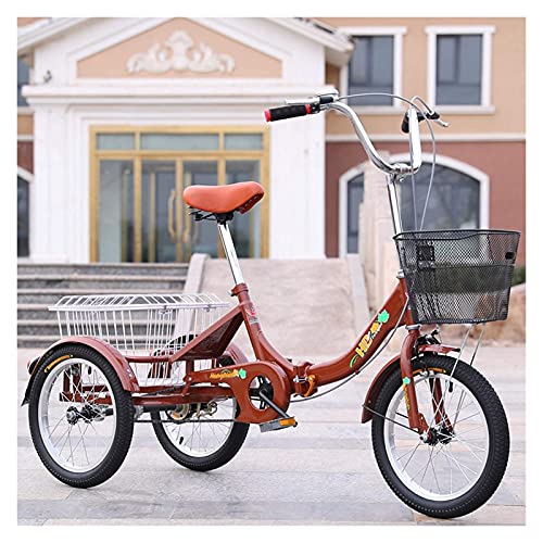 Triciclo plegable para adultos, bicicleta de tres ruedas de 16 pulgadas, velocidad única, con canasto grande para recreo, compras y ejercicio miniatura 1