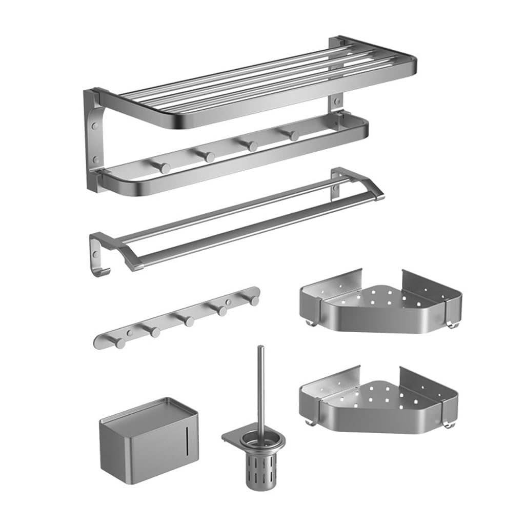 Toallero de aluminio inoxidable con estante multifunción de pared
