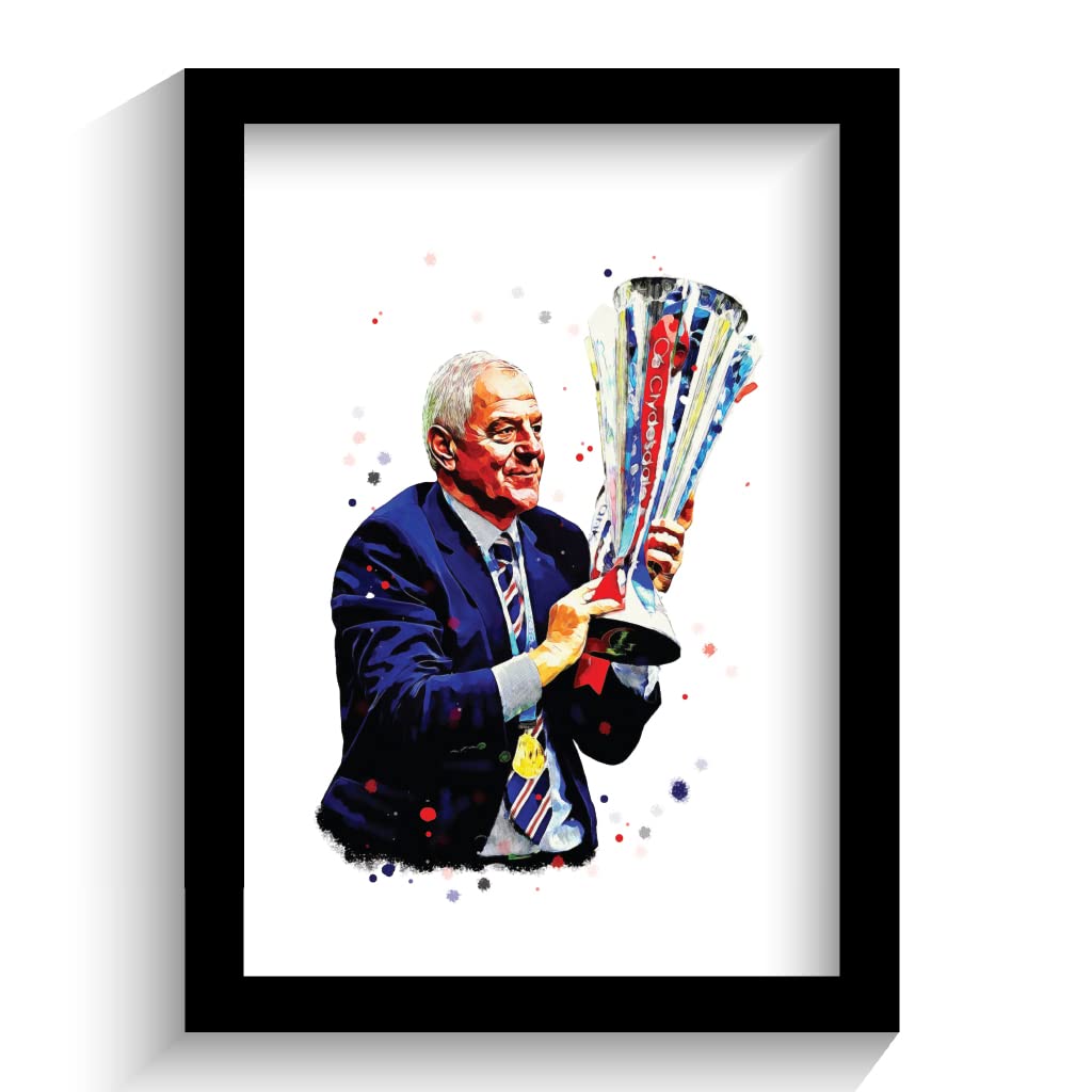 The Football Print Room RANGERS | WALTER SMITH | HAND DRAWN FRAMED ILLUSTRATION PRINT POSTER