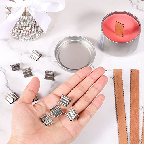 100Pcs Wooden Candle Wicks, 5.9 X 0.5 Inch Wood Wicks Naturally Smokeless Candle Wicks Candle Making Supplies With Iron Stand For Candle Making (50 Set) #TOP4
