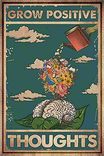 Grow Positive Thoughts Sign Women Mental Health Nostalgic Artsdecor, Teens Home Office Room Wall Decor 8 X 12 Inch (967) #TOP3