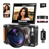 4K 64MP WiFi Digital Camera with Flip Screen, Autofocus, 18X Zoom, Black
