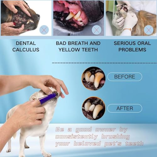 Rnlrclrl Dog Toothpaste and Toothbrush Set Dog Dental Care Fresh Breath Kit,Dual Ended Toothbrush,2 Pack Finger Toothbrushs