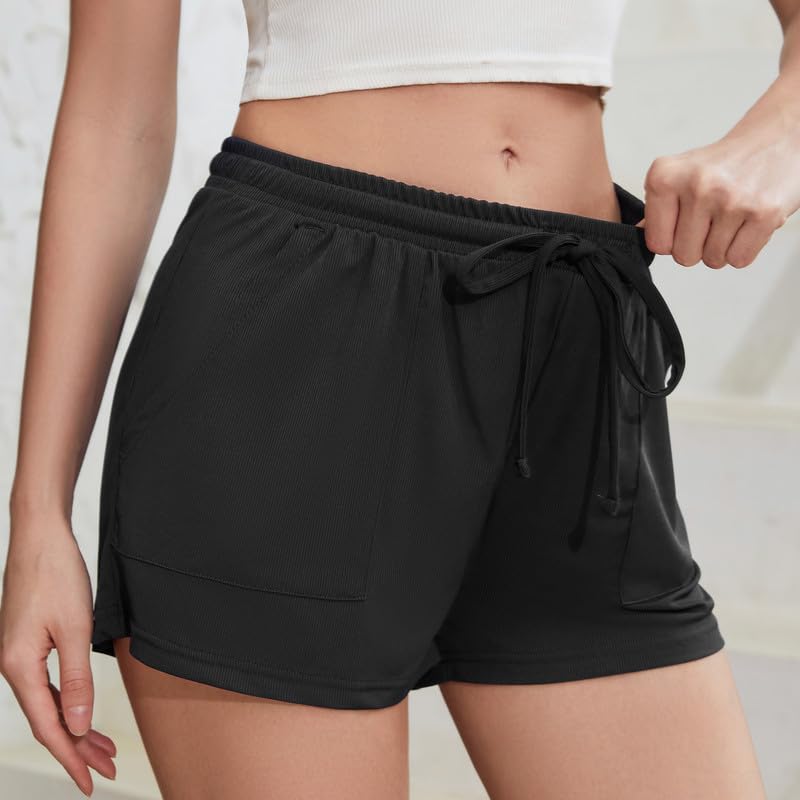 LYCY Pajama Shorts for Women, Soft Sleep Shorts for Women Lightweight knit Summer Pj Bottoms(Pack of 2&3)3