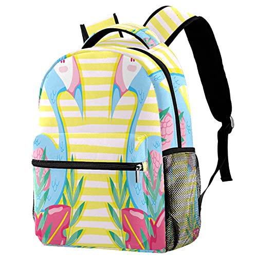 Sac à dos voyage dessin animé flamant rose pour sorties scolaires et loisirs
