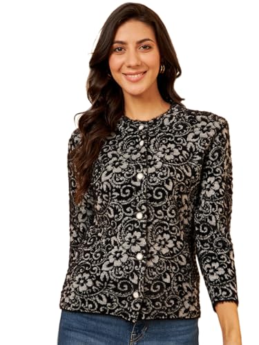 Image of Modeve Women Floral Print Round Neck Sweater for Winter||Winterwear||