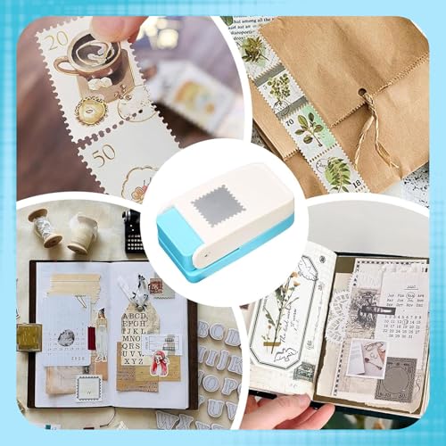 Image of Stamp Puncher, Postage Stamp Punch and Paper Punch Tool for Scrapbooking, Card Making and Gift Wrapping Projects, Light Blue Craft Cutter