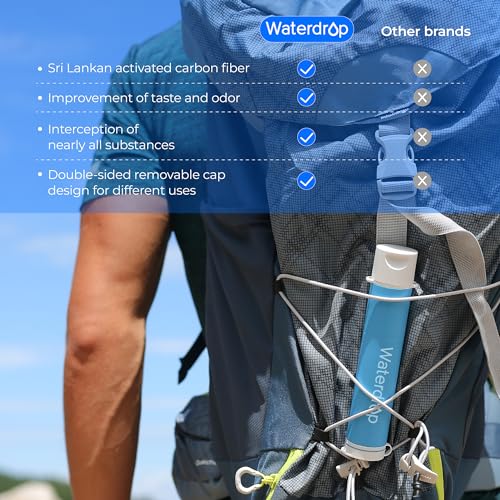 Image of Waterdrop Personal Water Filter Straw with 4 Collapsable Pouch, Portable Camping Filtration System, Drinking Water Purifier for Emergency Hiking Travel Backpacking, Pack of 4