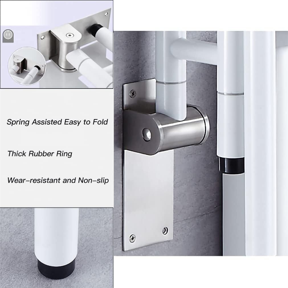 Asidero de soporte de pared Asidero de baño para asidero de soporte Asidero de baño plegable Asidero de soporte plegable Ayuda de seguridad de pie para personas mayores discapacitadas(White,60cm)