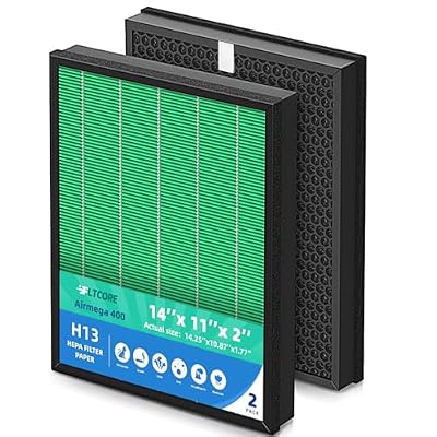 400/400S Replacement Filter Compatible with Coway AIRMEGA 400, 400S, 400(G) & 150 Series Air Purifiers, H13 HEPA & Granular Carbon for Wildfire Smoke, Pet Dander & Cooking Odors 4-Pack